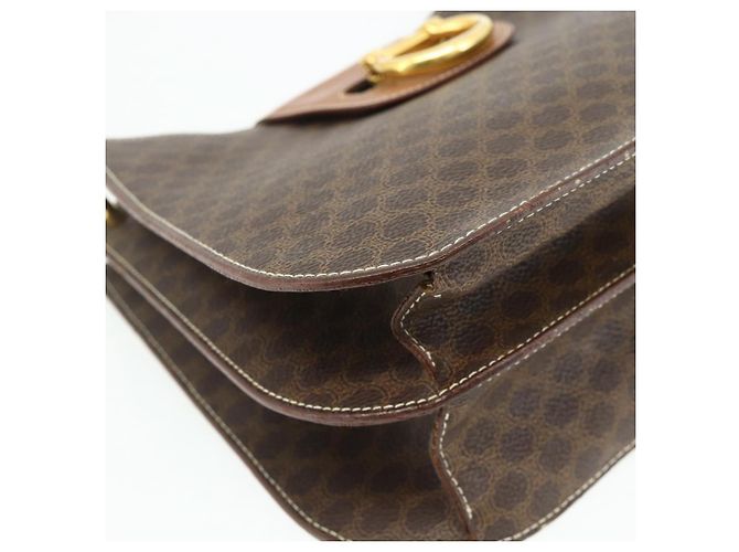 Céline CELINE Macadam Canvas Shoulder Bag PVC Leather Brown Gold - vista 11