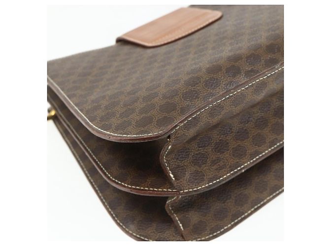 Céline CELINE Macadam Canvas Shoulder Bag PVC Leather Brown Gold - vista 13