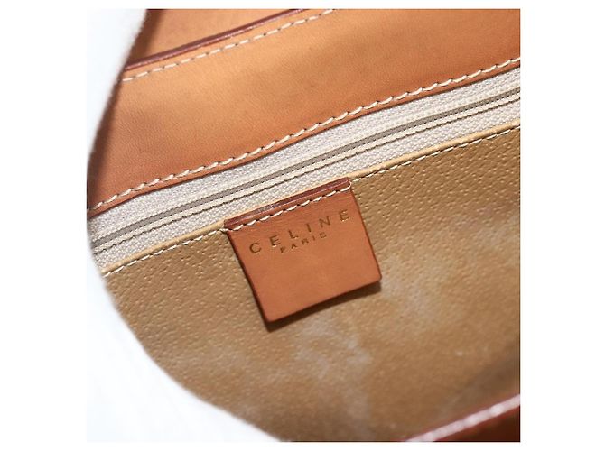 Céline CELINE Macadam Canvas Shoulder Bag PVC Leather Brown Gold - vista 14