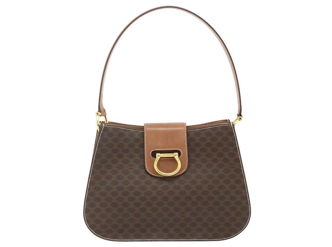 Céline CELINE Macadam Canvas Shoulder Bag PVC Leather Brown Gold - vista 2