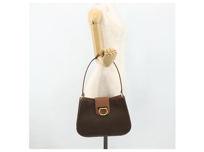 Céline CELINE Macadam Canvas Shoulder Bag PVC Leather Brown Gold - vista 22