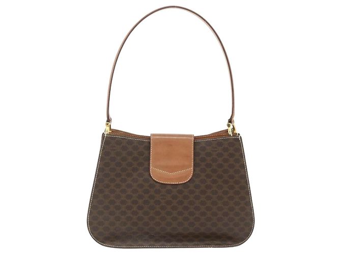 Céline CELINE Macadam Canvas Shoulder Bag PVC Leather Brown Gold - vista 3