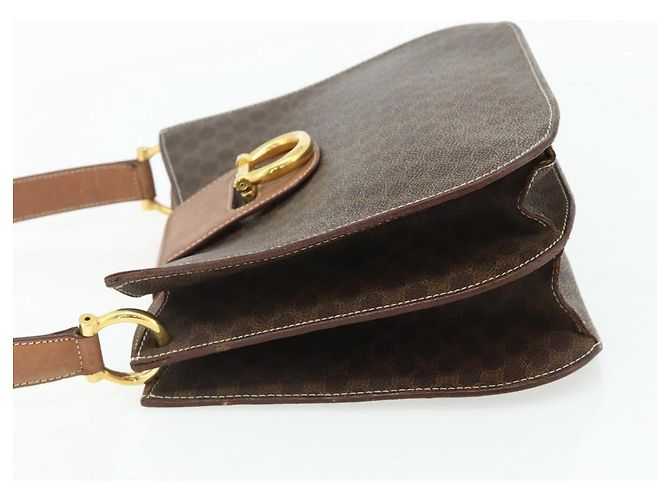 Céline CELINE Macadam Canvas Shoulder Bag PVC Leather Brown Gold - vista 4