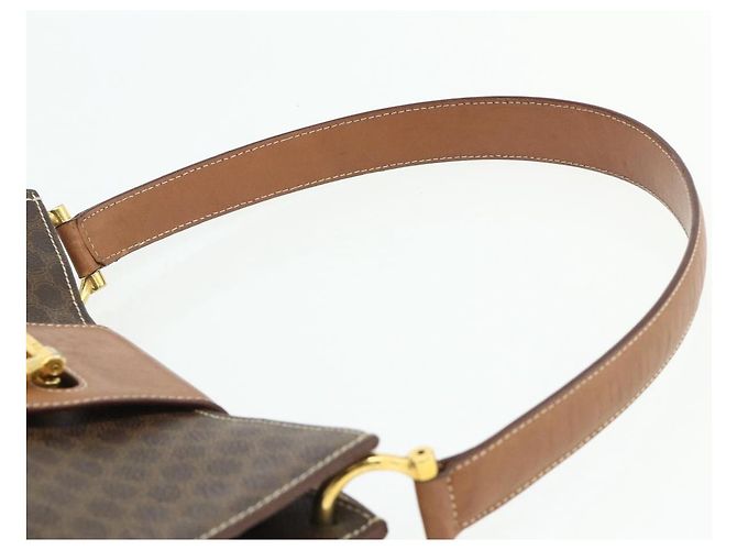 Céline CELINE Macadam Canvas Shoulder Bag PVC Leather Brown Gold - vista 8