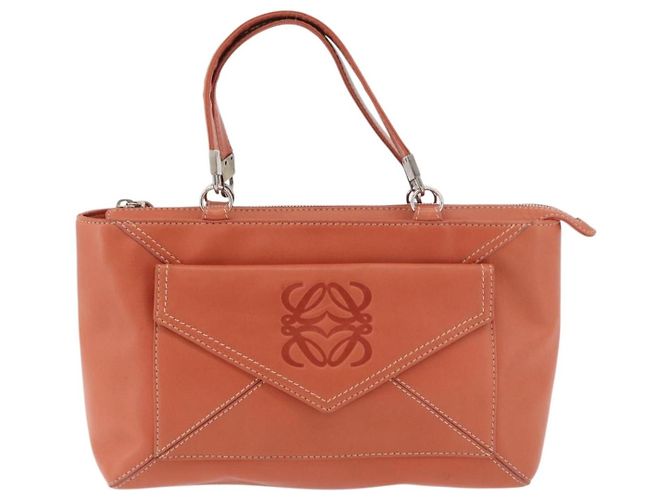 LOEWE Anagram Hand Bag Leather Silver Orange - vista 13