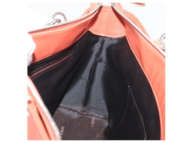 LOEWE Anagram Hand Bag Leather Silver Orange - vista 19