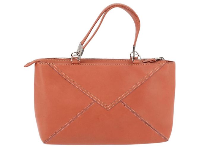 LOEWE Anagram Hand Bag Leather Silver Orange - vista 2