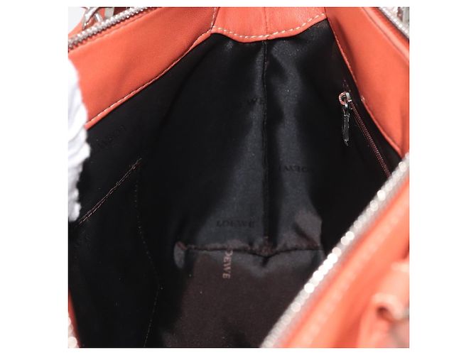 LOEWE Anagram Hand Bag Leather Silver Orange - vista 20