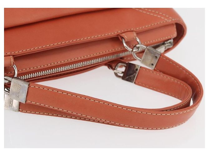 LOEWE Anagram Hand Bag Leather Silver Orange - vista 7