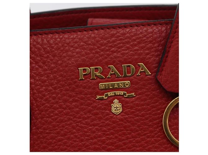 PRADA Vittero Tote Bag Leather Red Gold - vista 15