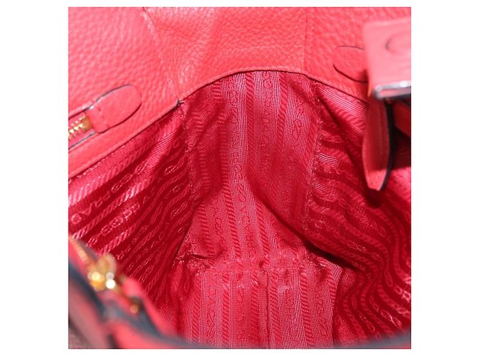 PRADA Vittero Tote Bag Leather Red Gold - vista 19