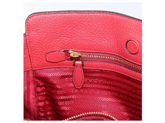 PRADA Vittero Tote Bag Leather Red Gold - vista 22