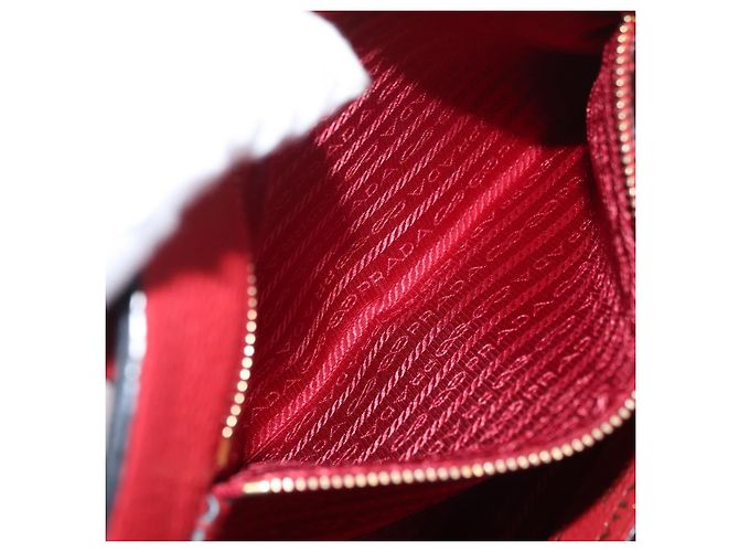 PRADA Vittero Tote Bag Leather Red Gold - vista 23