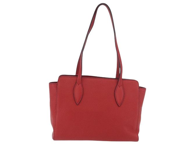 PRADA Vittero Tote Bag Leather Red Gold - vista 3