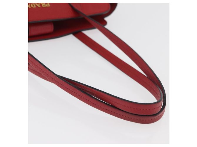 PRADA Vittero Tote Bag Leather Red Gold - vista 7