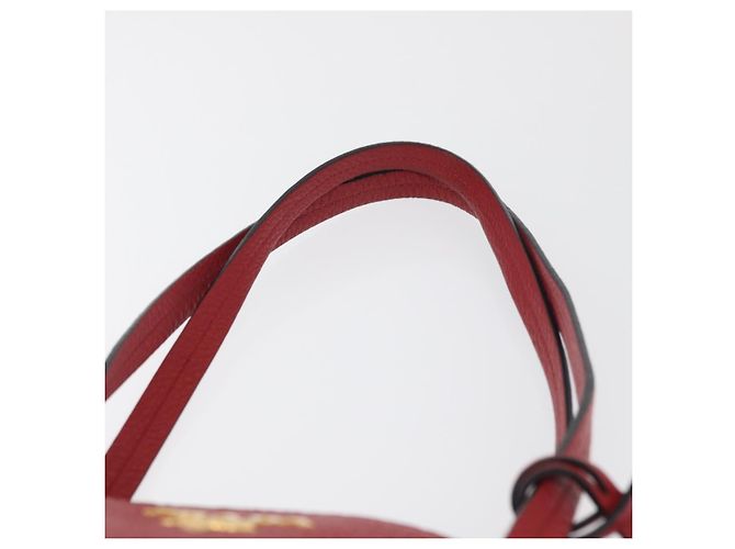 PRADA Vittero Tote Bag Leather Red Gold - vista 8