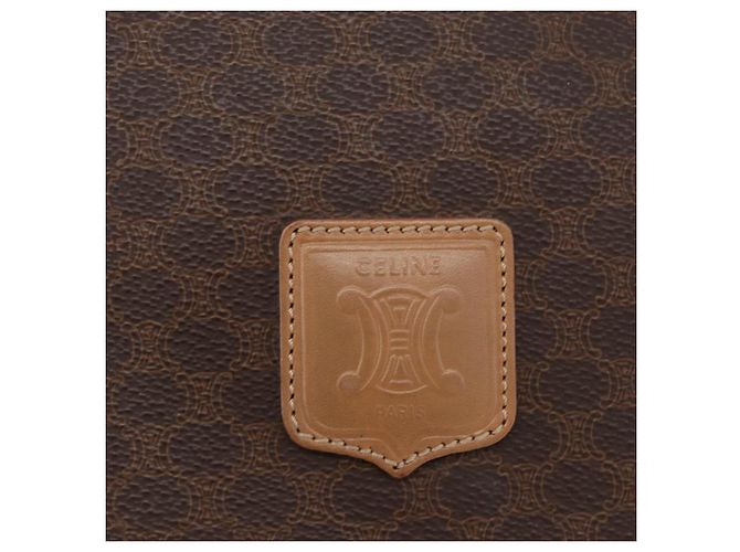 Céline CELINE Macadam Canvas Shoulder Bag PVC Leather Brown Gold - vista 14