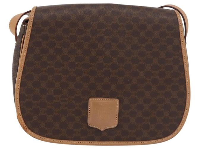 Céline CELINE Macadam Canvas Shoulder Bag PVC Leather Brown Gold - vista 2