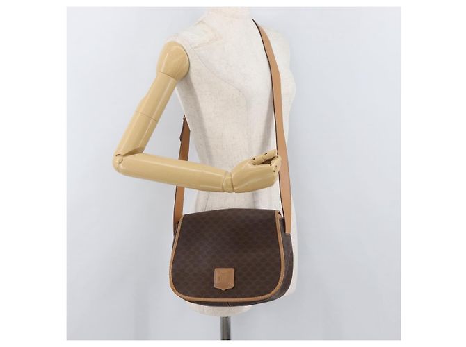 Céline CELINE Macadam Canvas Shoulder Bag PVC Leather Brown Gold - vista 22