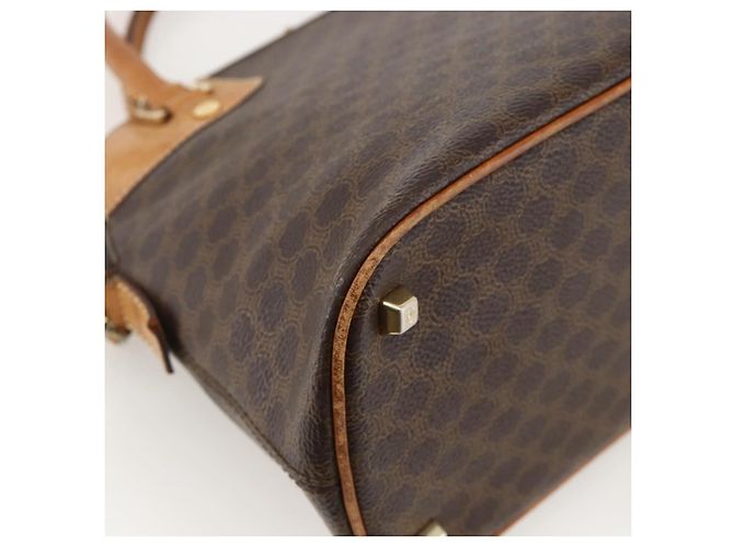 Céline CELINE Macadam Canvas Hand Bag PVC Leather Brown Gold - vista 10