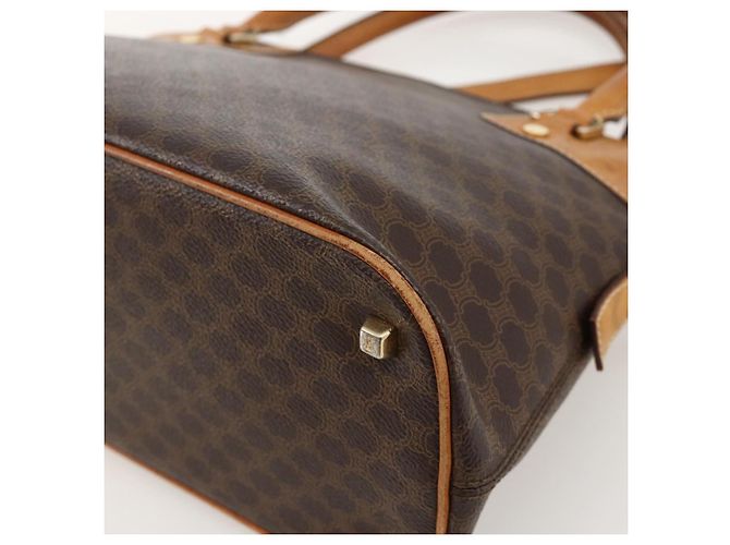 Céline CELINE Macadam Canvas Hand Bag PVC Leather Brown Gold - vista 17