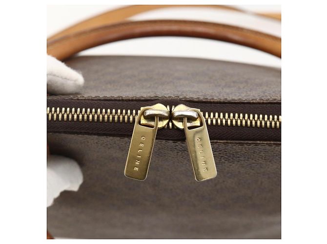 Céline CELINE Macadam Canvas Hand Bag PVC Leather Brown Gold - vista 18