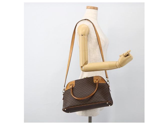 Céline CELINE Macadam Canvas Hand Bag PVC Leather Brown Gold - vista 24