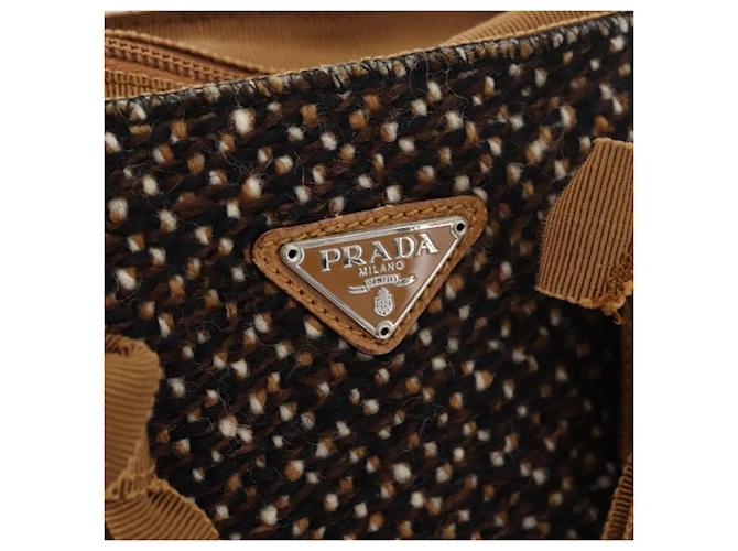 PRADA Hand Bag Canvas Brown Silver - vista 17