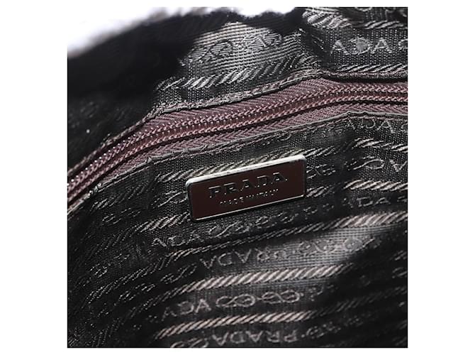 PRADA Hand Bag Canvas Brown Silver - vista 18