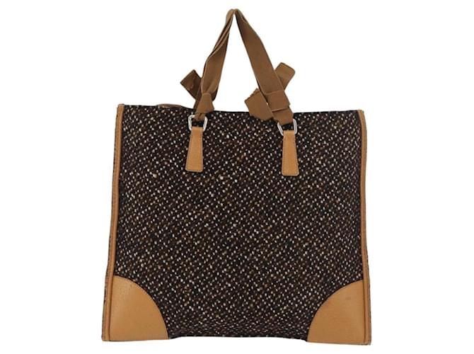 PRADA Hand Bag Canvas Brown Silver - vista 2