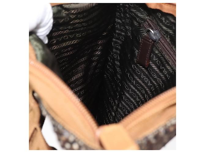 PRADA Hand Bag Canvas Brown Silver - vista 20