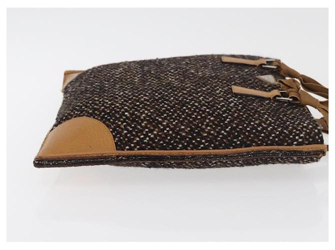 PRADA Hand Bag Canvas Brown Silver - vista 3