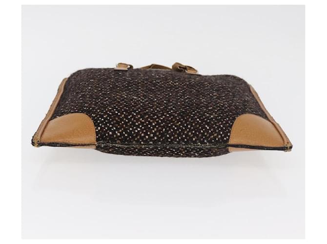 PRADA Hand Bag Canvas Brown Silver - vista 5