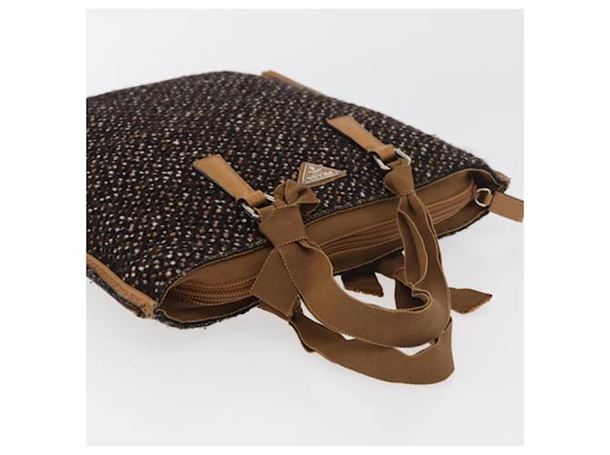 PRADA Hand Bag Canvas Brown Silver - vista 6