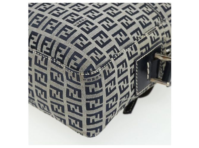 FENDI Zucchino Canvas Shoulder Bag Navy Silver - vista 12