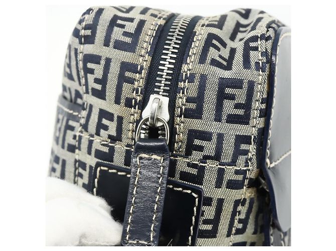 FENDI Zucchino Canvas Shoulder Bag Navy Silver - vista 15