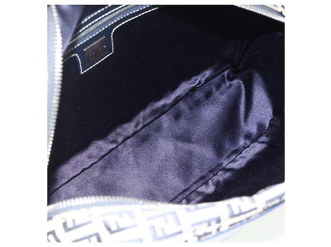 FENDI Zucchino Canvas Shoulder Bag Navy Silver - vista 17