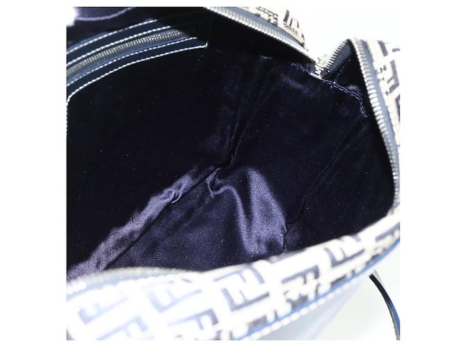 FENDI Zucchino Canvas Shoulder Bag Navy Silver - vista 18