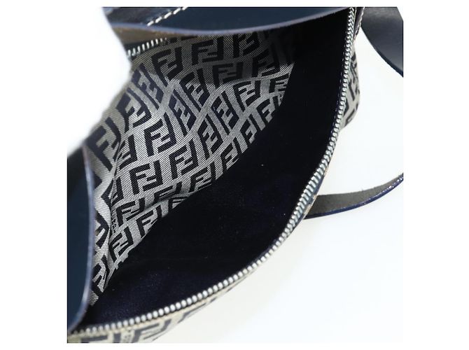 FENDI Zucchino Canvas Shoulder Bag Navy Silver - vista 22