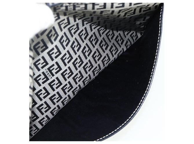 FENDI Zucchino Canvas Shoulder Bag Navy Silver - vista 23