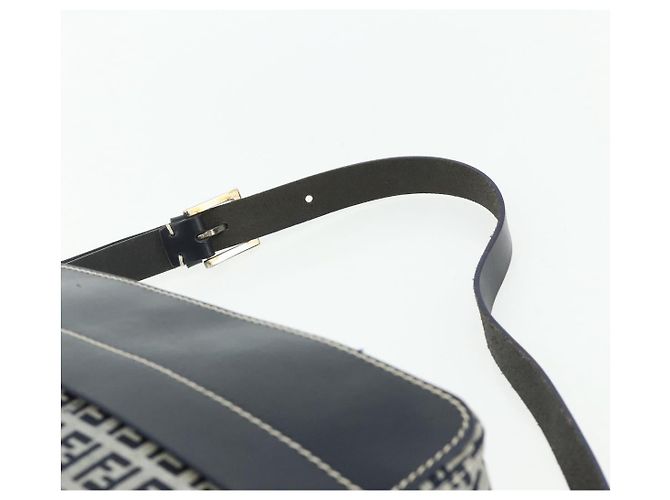 FENDI Zucchino Canvas Shoulder Bag Navy Silver - vista 8