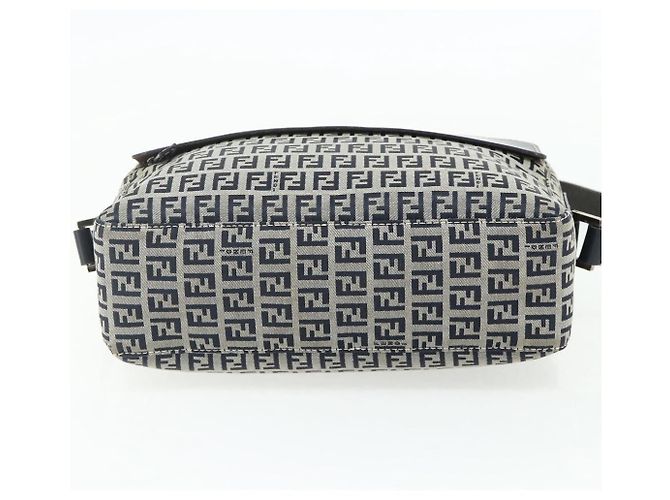FENDI Zucchino Canvas Shoulder Bag Navy Silver - vista 9