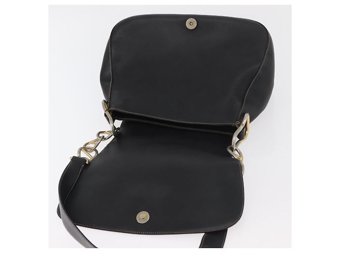 PRADA Chain Shoulder Bag Leather Black Gold - vista 17