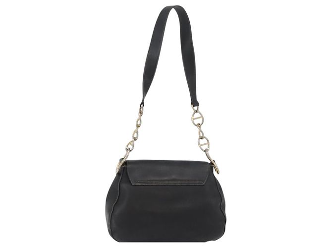 PRADA Chain Shoulder Bag Leather Black Gold - vista 2