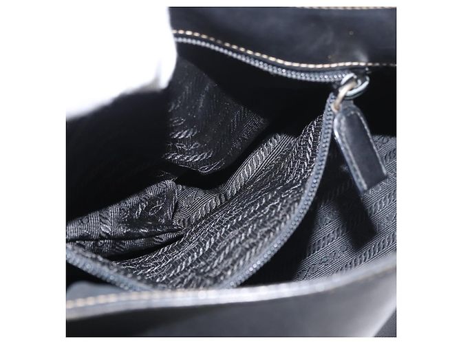 PRADA Chain Shoulder Bag Leather Black Gold - vista 22