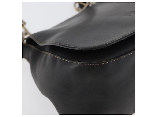 PRADA Chain Shoulder Bag Leather Black Gold - vista 9