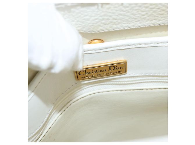 Christian Dior Shoulder Bag Leather White Gold - vista 15