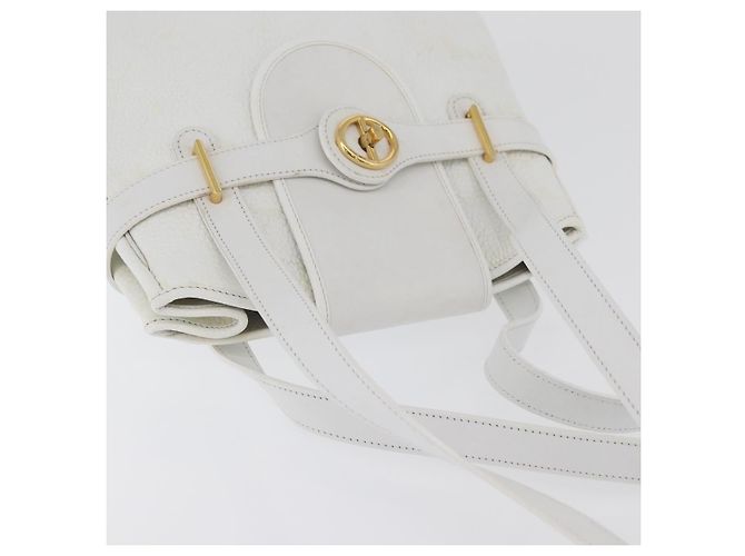Christian Dior Shoulder Bag Leather White Gold - vista 6
