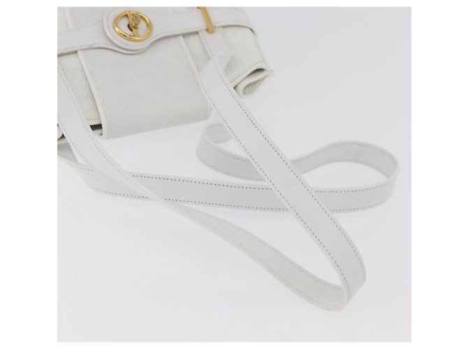 Christian Dior Shoulder Bag Leather White Gold - vista 7