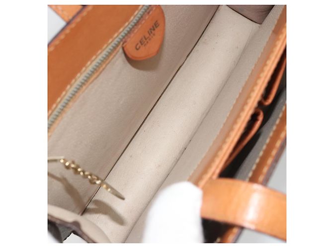 Céline CELINE Macadam Canvas Hand Bag PVC Leather Brown Gold - vista 11